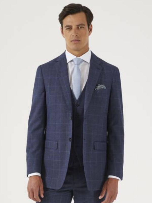 Dark blue check blazer sale