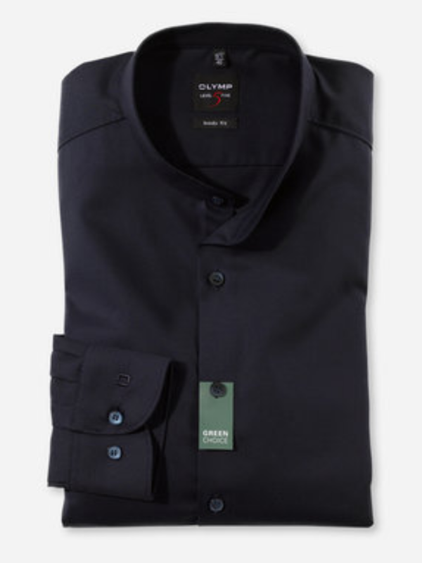 OLYMP Level 5 Body Fit Navy Collarless Shirt – Wolf & West Menswear