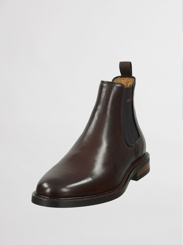 GANT Dark Brown Leather Chelsea Boot Wolf West Menswear