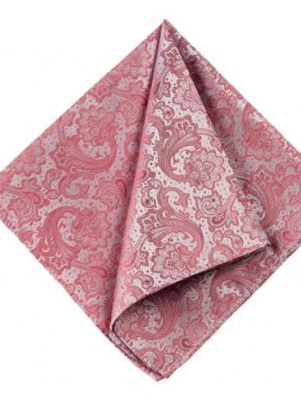Monti Dusty Pink Paisley Silk Pocket Square