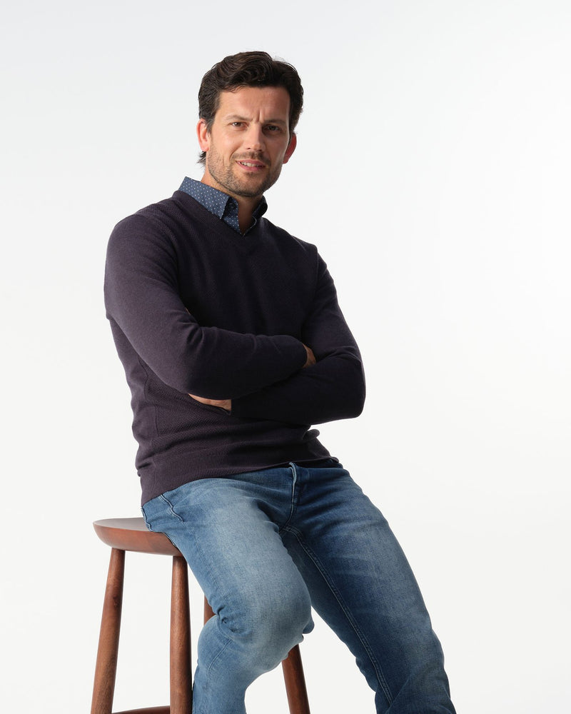 CAMPBELL NIGHT SKY MELANGE V-NECK SWEATER