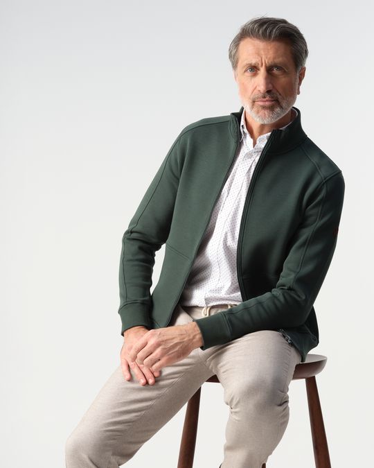 CAMPBELL DARK GREEN FULL ZIP CARDIGAN