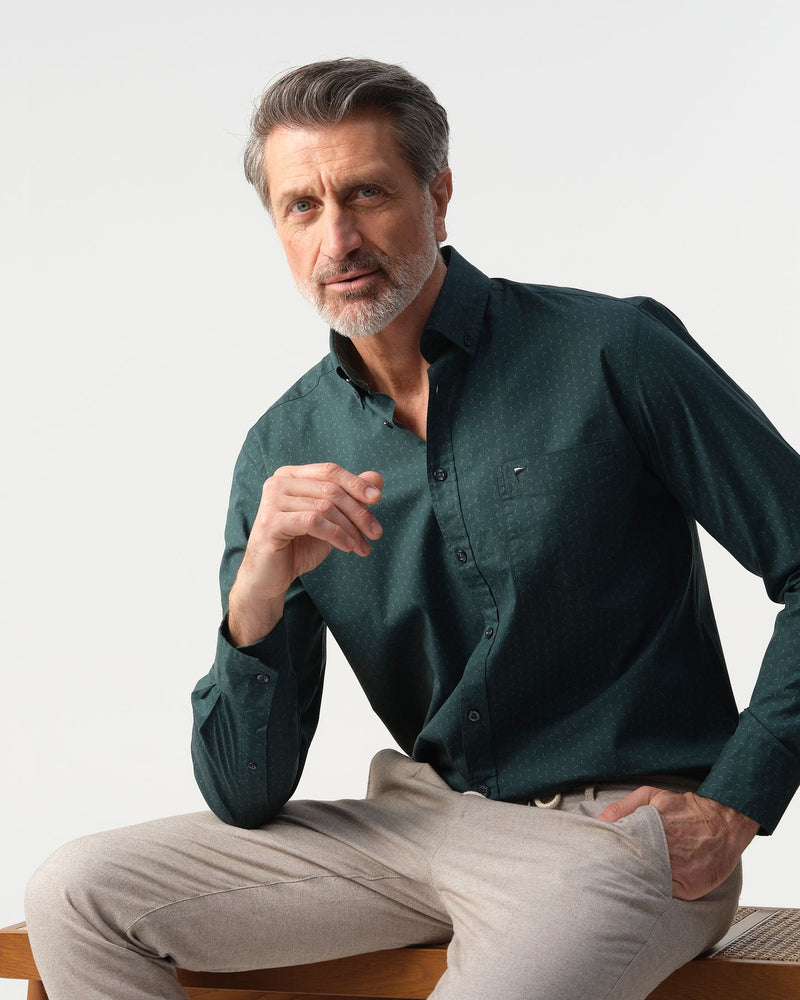 CAMPBELL DARK GREEN  PRINTED SHIRT
