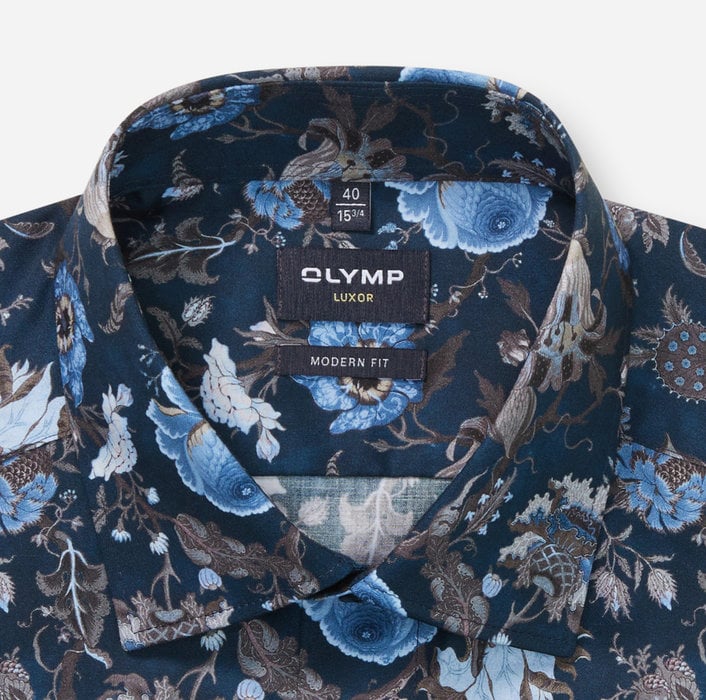 OLYMP LUXOR MODERN FIT NAVY PRINT SHIRT