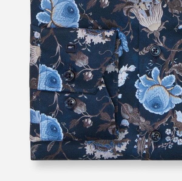 OLYMP LUXOR MODERN FIT NAVY PRINT SHIRT