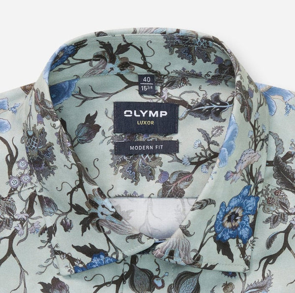 OLYMP LUXOR MODERN FIT SAGE PRINT SHIRT
