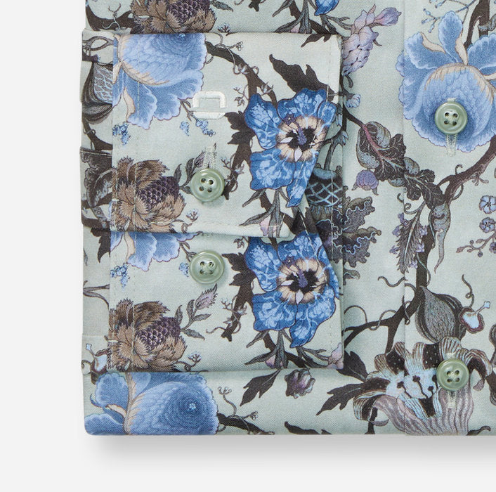 OLYMP LUXOR MODERN FIT SAGE PRINT SHIRT