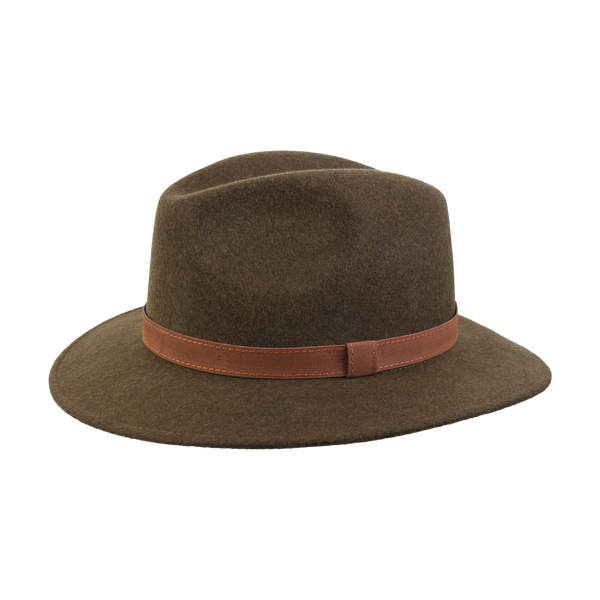 Wigens OLIVE GREEN FELT FEDORA HAT