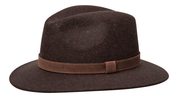 Wigens DARK BROWN FELT FEDORA HAT
