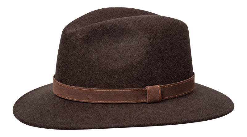 Wigens DARK BROWN FELT FEDORA HAT