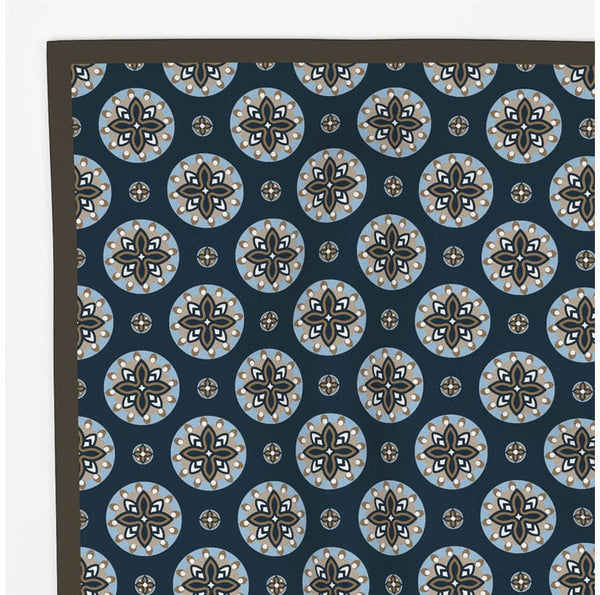 OLYMP Navy & Brown PRINT POCKET SQUARE