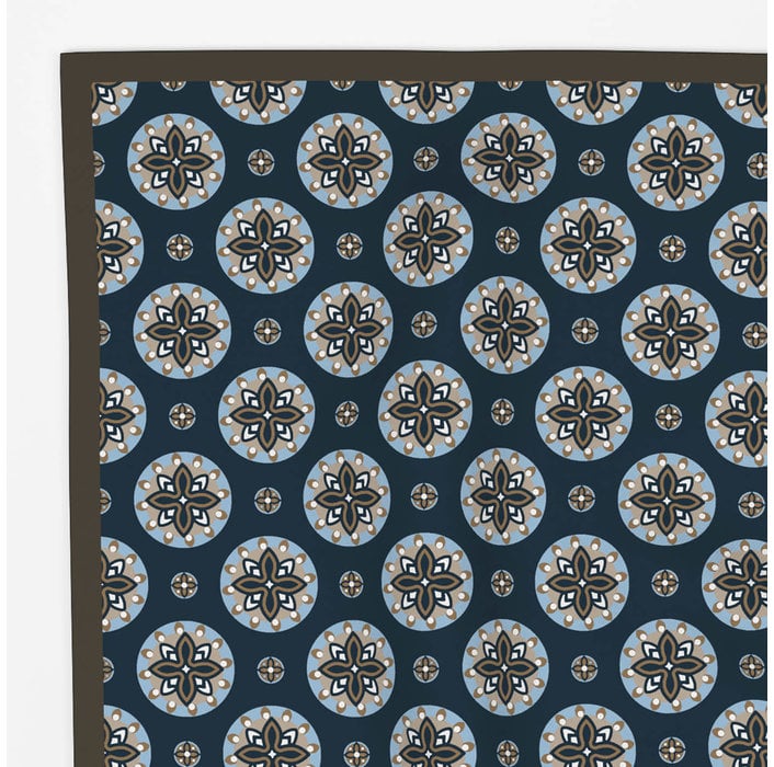 OLYMP Navy & Brown PRINT POCKET SQUARE