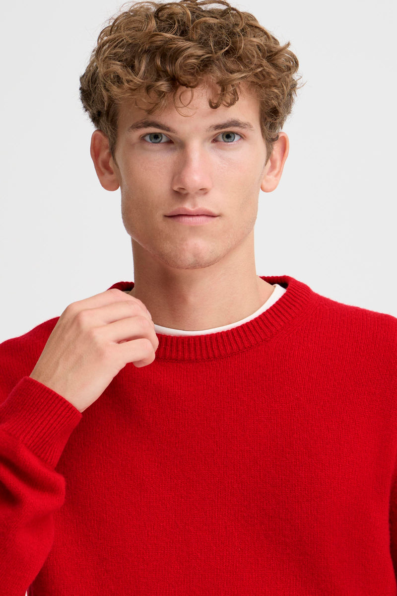 Casual Friday Ribbon Red Lambswool Crewneck
