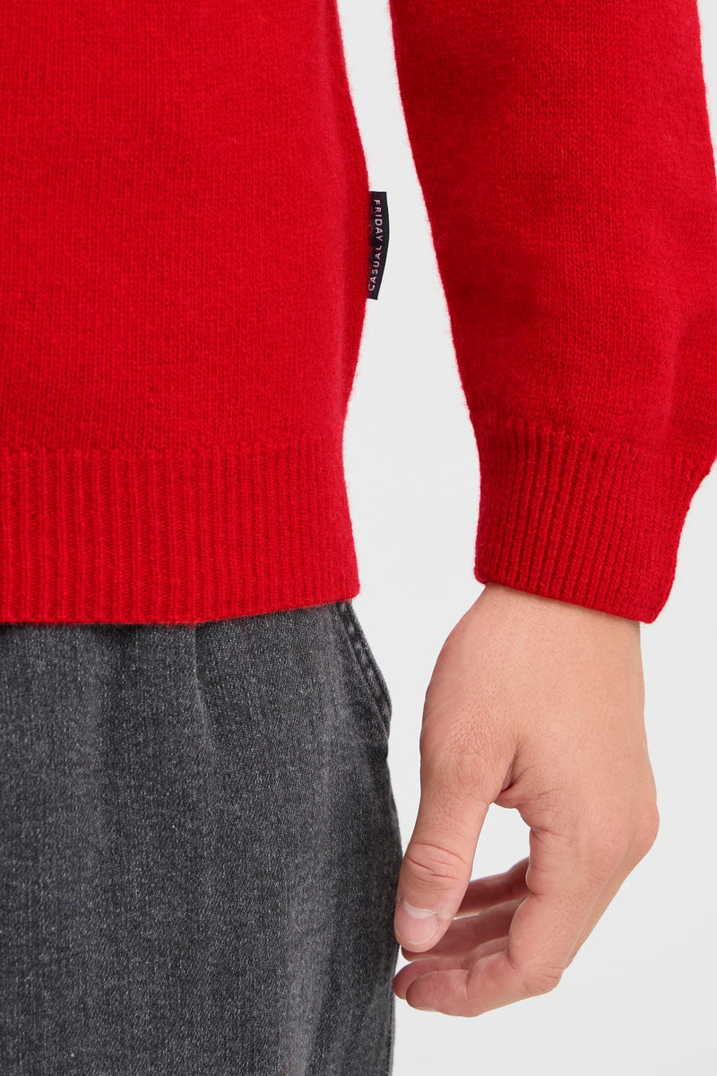 Casual Friday Ribbon Red Lambswool Crewneck