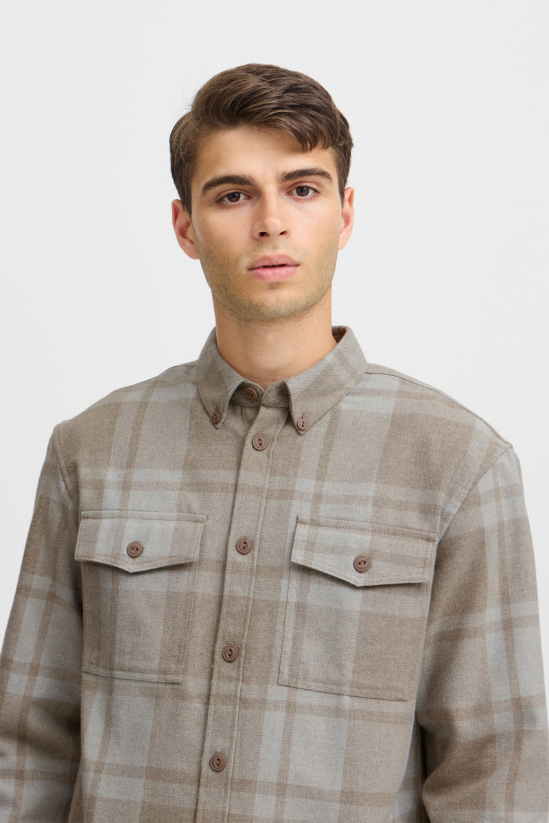 CASUAL FRIDAY taupe CHECK OVERSHIRT