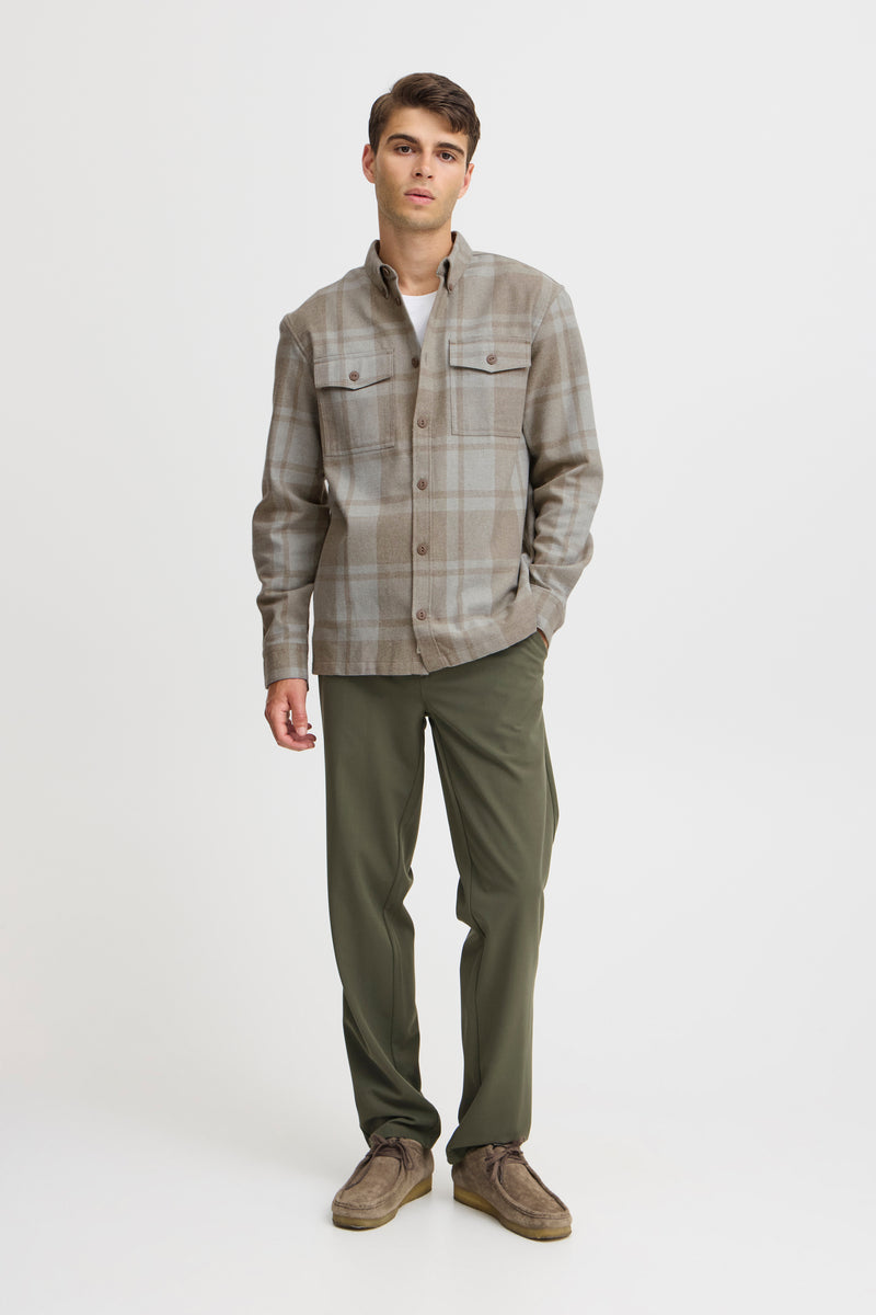 CASUAL FRIDAY taupe CHECK OVERSHIRT