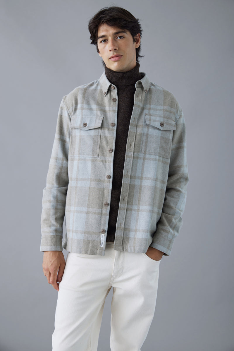 CASUAL FRIDAY taupe CHECK OVERSHIRT