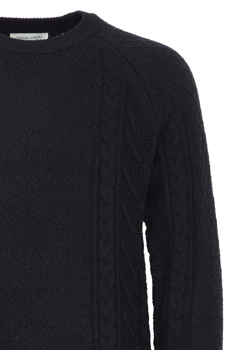 Casual Friday DARK NAVY CABLE KNIT