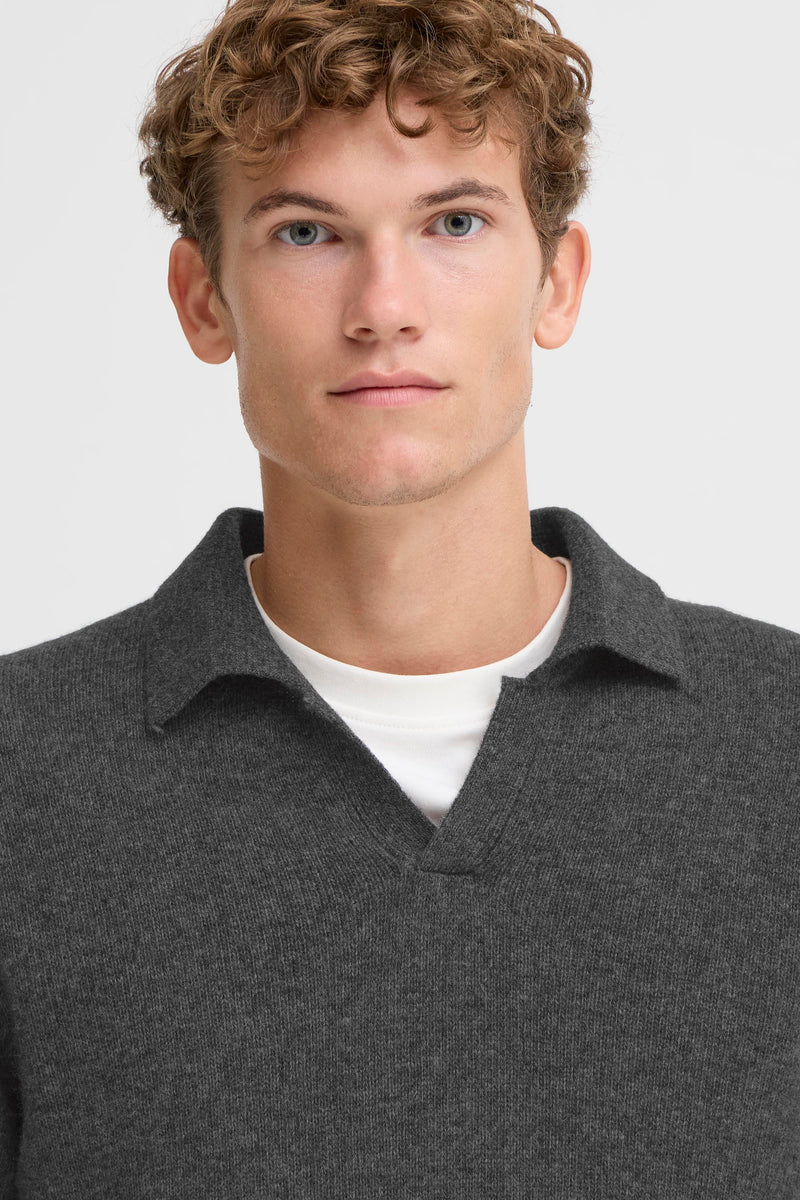 CASUAL FRIDAY DARK GREY LAMBSWOOL POLO