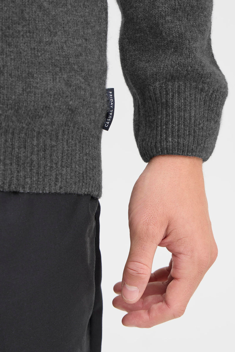 CASUAL FRIDAY DARK GREY LAMBSWOOL POLO