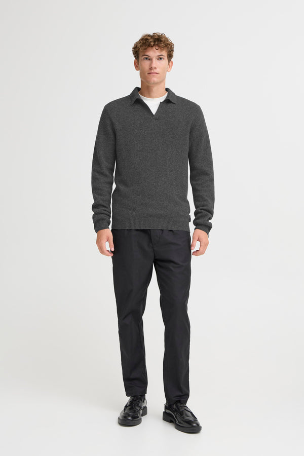 CASUAL FRIDAY DARK GREY LAMBSWOOL POLO