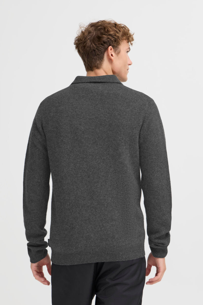 CASUAL FRIDAY DARK GREY LAMBSWOOL POLO