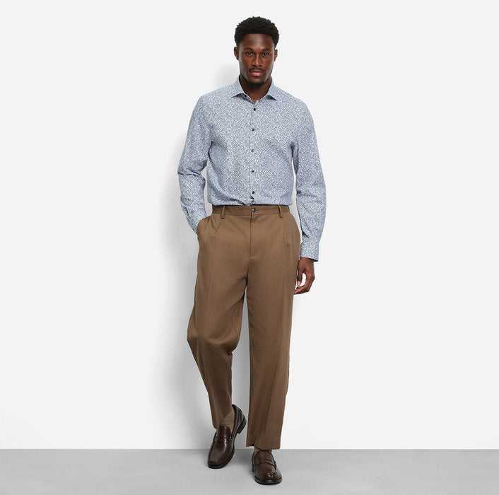 Olymp 24/Seven White Print Body Fit Shirt