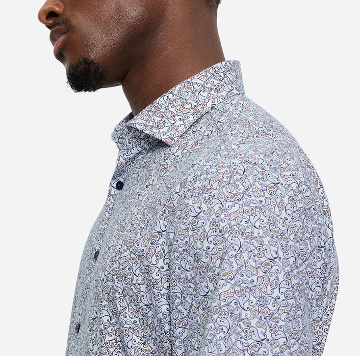 Olymp 24/Seven White Print Body Fit Shirt
