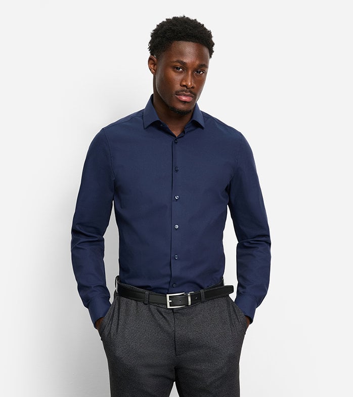 Olymp 24/Seven Navy Body Fit Shirt