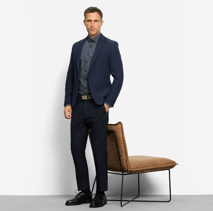 Olymp 24/Seven Navy Print Body Fit Shirt