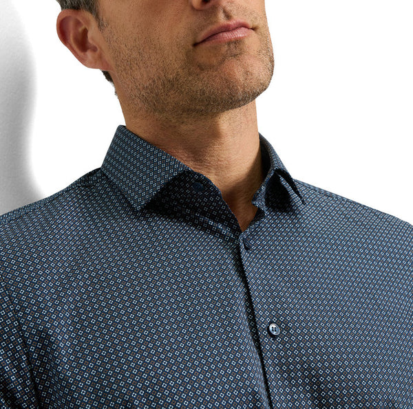 Olymp 24/Seven Navy Print Body Fit Shirt