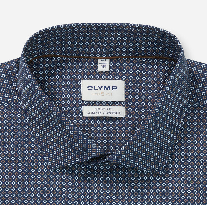 Olymp 24/Seven Navy Print Body Fit Shirt
