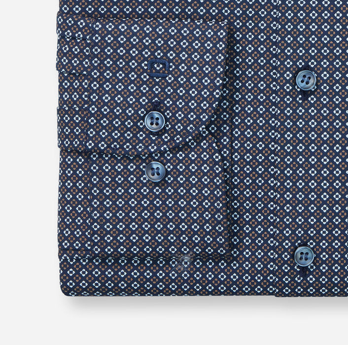 Olymp 24/Seven Navy Print Body Fit Shirt