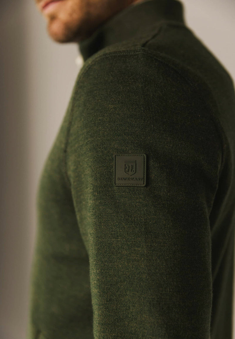 STATE OF ART DARK GREEN DOUBLE FACED FULL ZIP