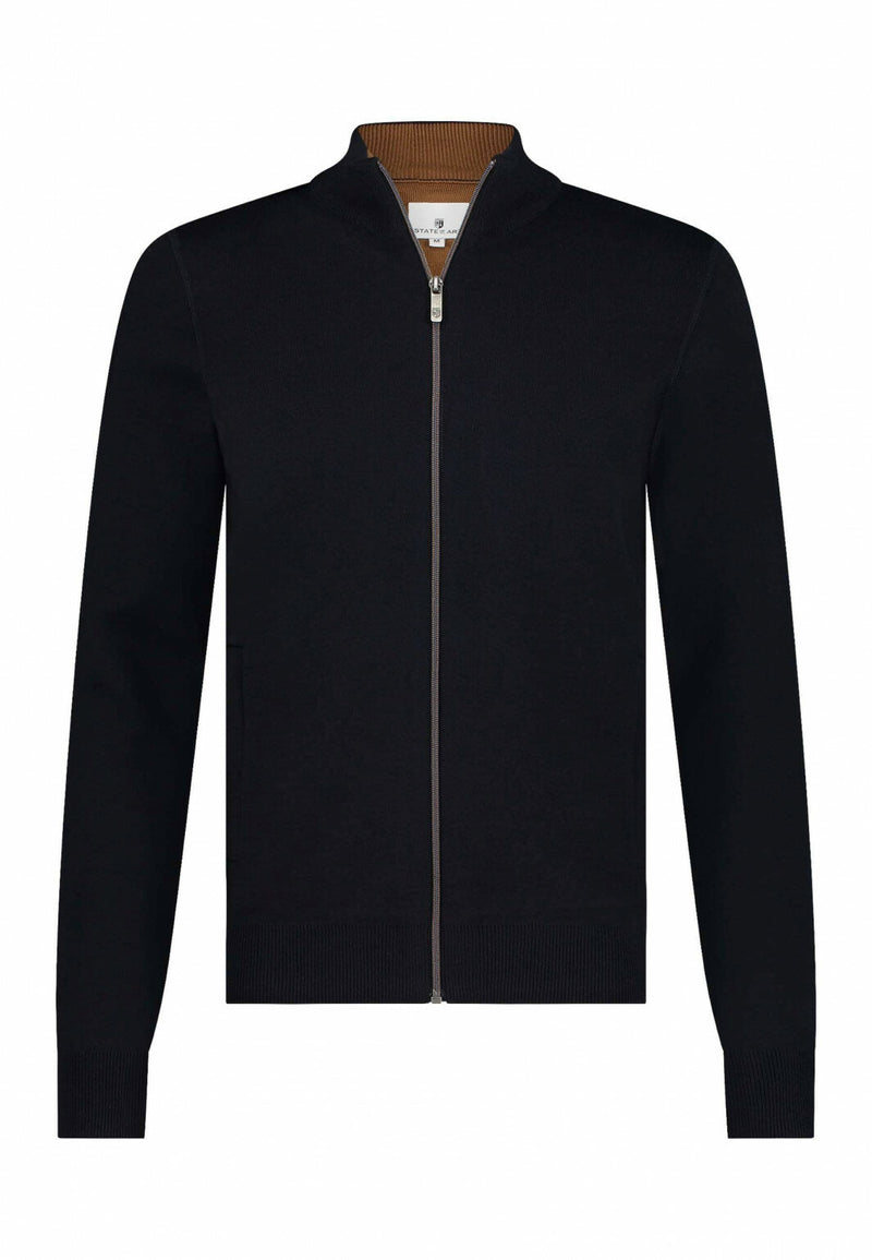 STATE OF ART NAVY DOUBLE FACED FULL ZIP