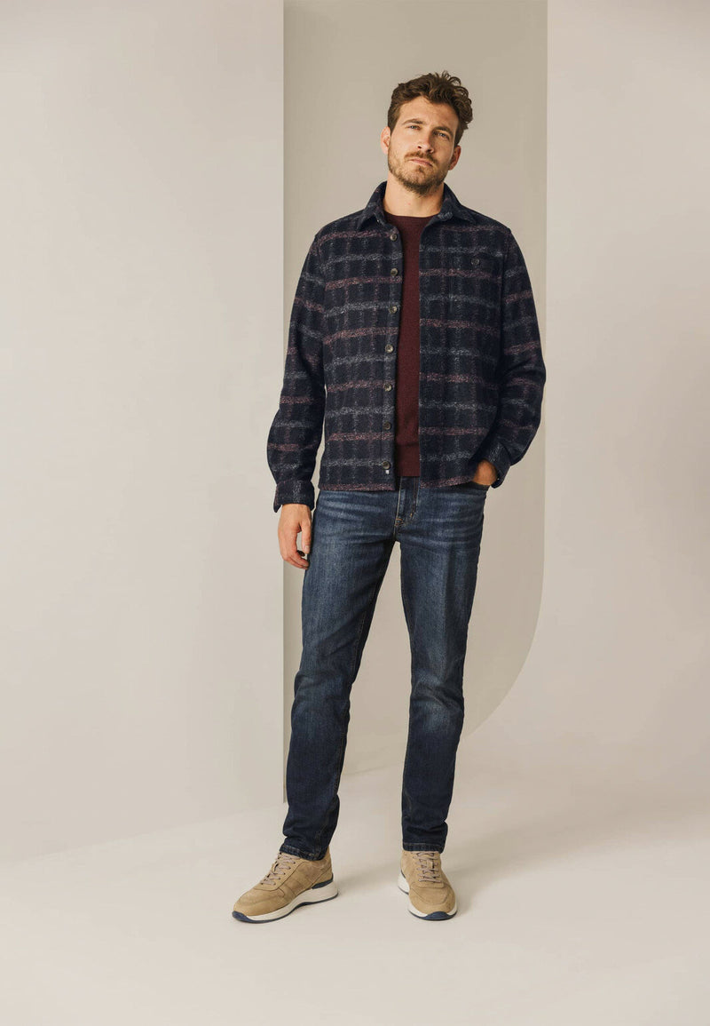 STATE OF ART Midnight & cherry wool blend OVERSHIRT