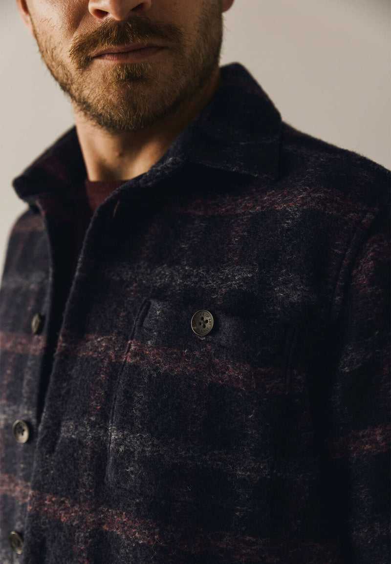 STATE OF ART Midnight & cherry wool blend OVERSHIRT