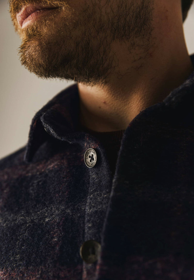 STATE OF ART Midnight & cherry wool blend OVERSHIRT