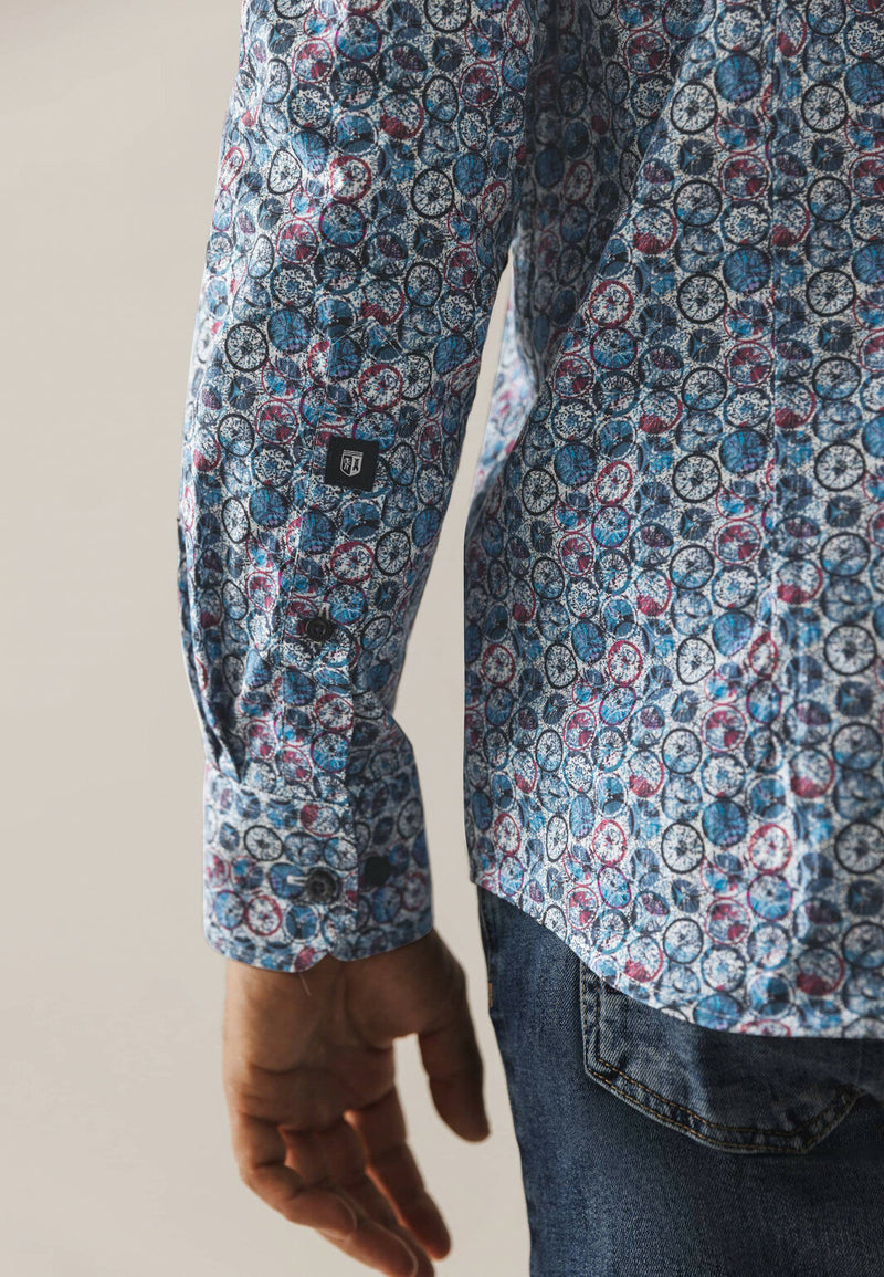 STATE OF ART Blue & Cherry Print  SHIRT