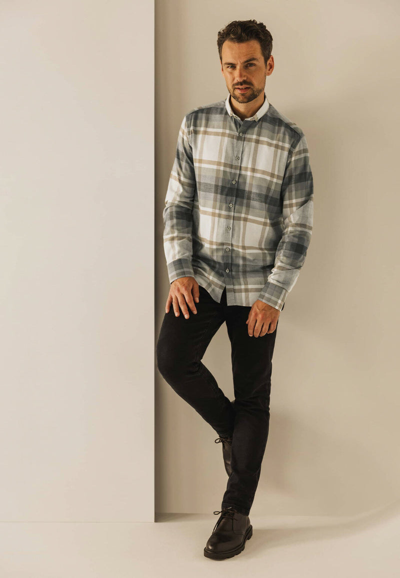 STATE OF ART Grey & Beige Check Shirt