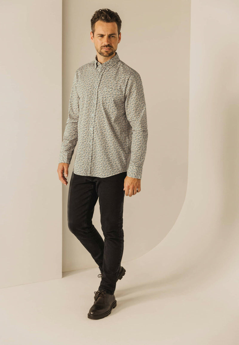 STATE OF ART white & Suplhur houndstooth Check SHIRT