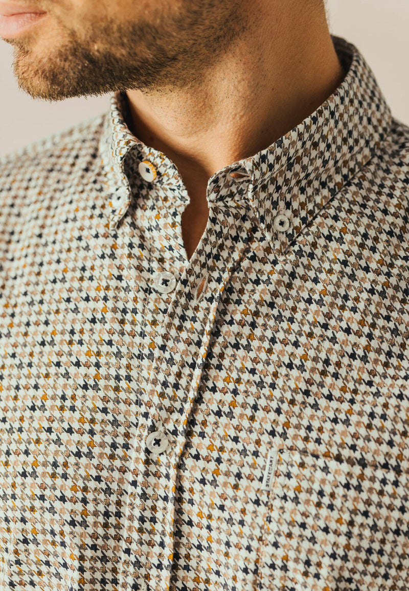 STATE OF ART white & Suplhur houndstooth Check SHIRT