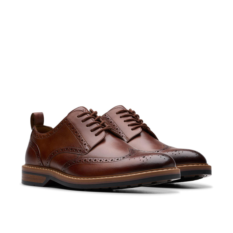 CLARKS TAN leather brogue SHOES