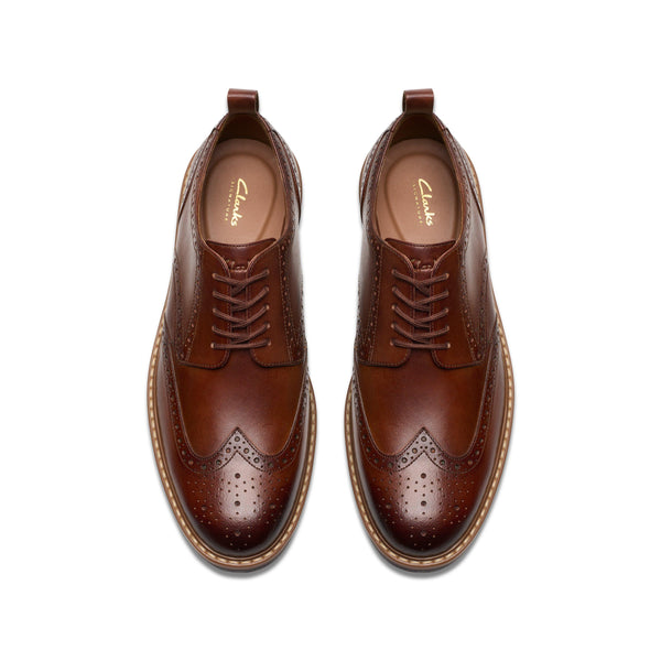 CLARKS TAN leather brogue SHOES