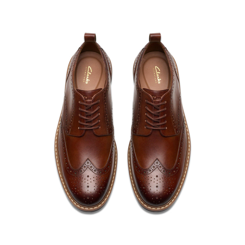 CLARKS TAN leather brogue SHOES