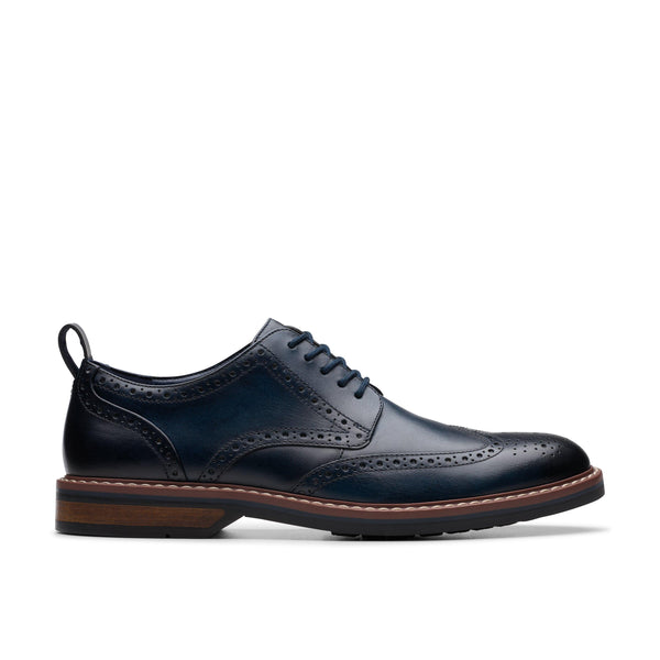 CLARKS navy leather SHOES