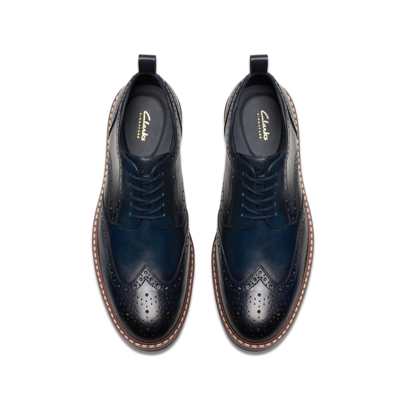 CLARKS navy leather SHOES