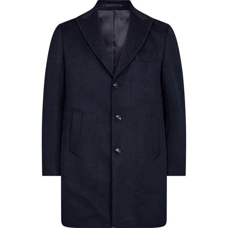 2BLIND2C NAVY WOOL & MOHAIR COAT