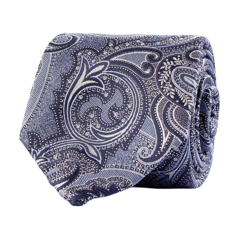 HOUSE OF AMANDA CHRISTENSEN SILK BLUE PAISLEY TIE