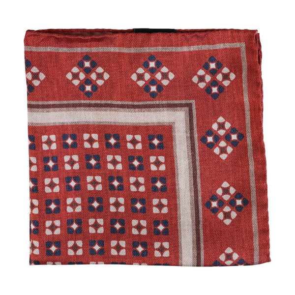 HOUSE OF AMANDA CHRISTENSEN Rust SILK POCKET SQUARE